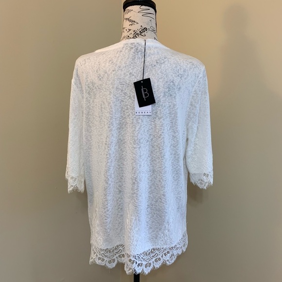 Bobeau Lace Embellished White Blouse Size Medium - Picture 4 of 6